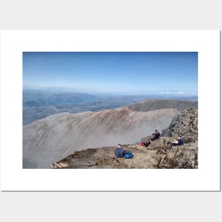 Climbers resting at the summit of Ben Nevis Posters and Art